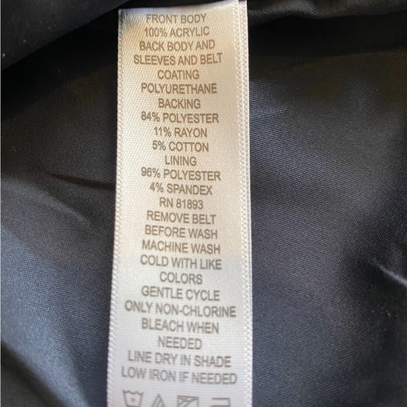 G.I.Ll. Blue faux leather belted moto jacket, attached knit shawl collar NWOT - Picture 13 of 15